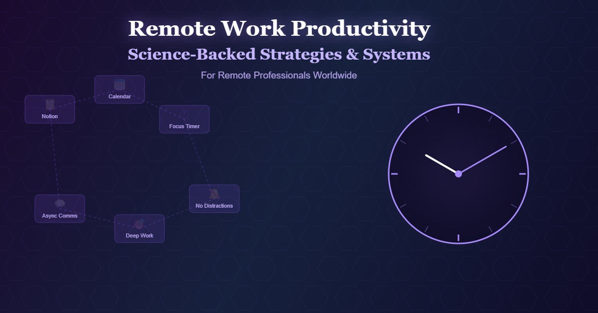 Remote Work Productivity: The Science-Backed Strategies, Daily Routines, and Digital Tools That the World's Top Remote Workers Use to Accomplish More in Less Time
